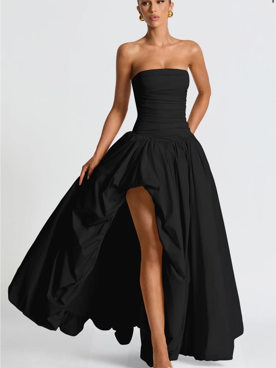 Baby Boo Dresses & Skirts - Strapless Black High-Slit Jillian Maxi Evening Gown Babyboo